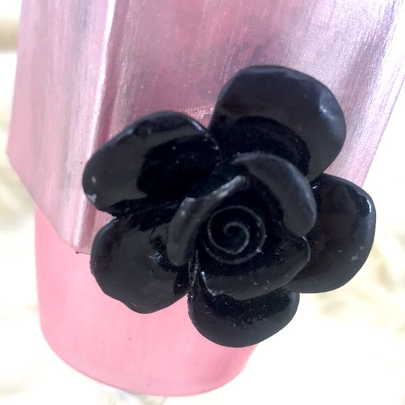 New Floral Rhinestone Barbiecore Pink Easter Mother’s Day Candle Holders NWOT - Picture 2 of 14